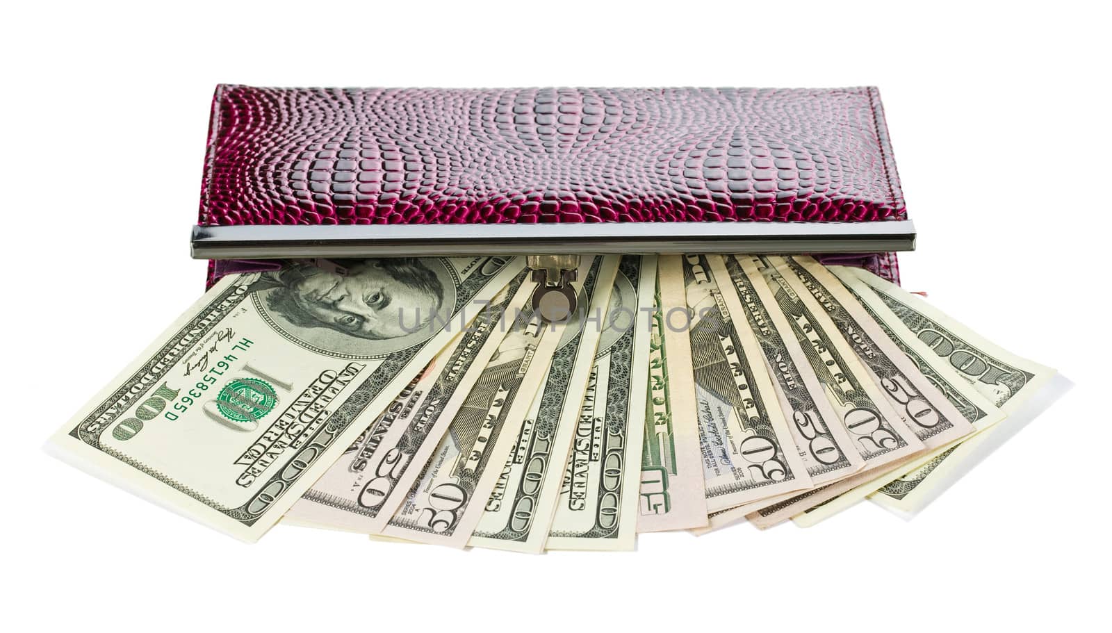 opened purse with dollars