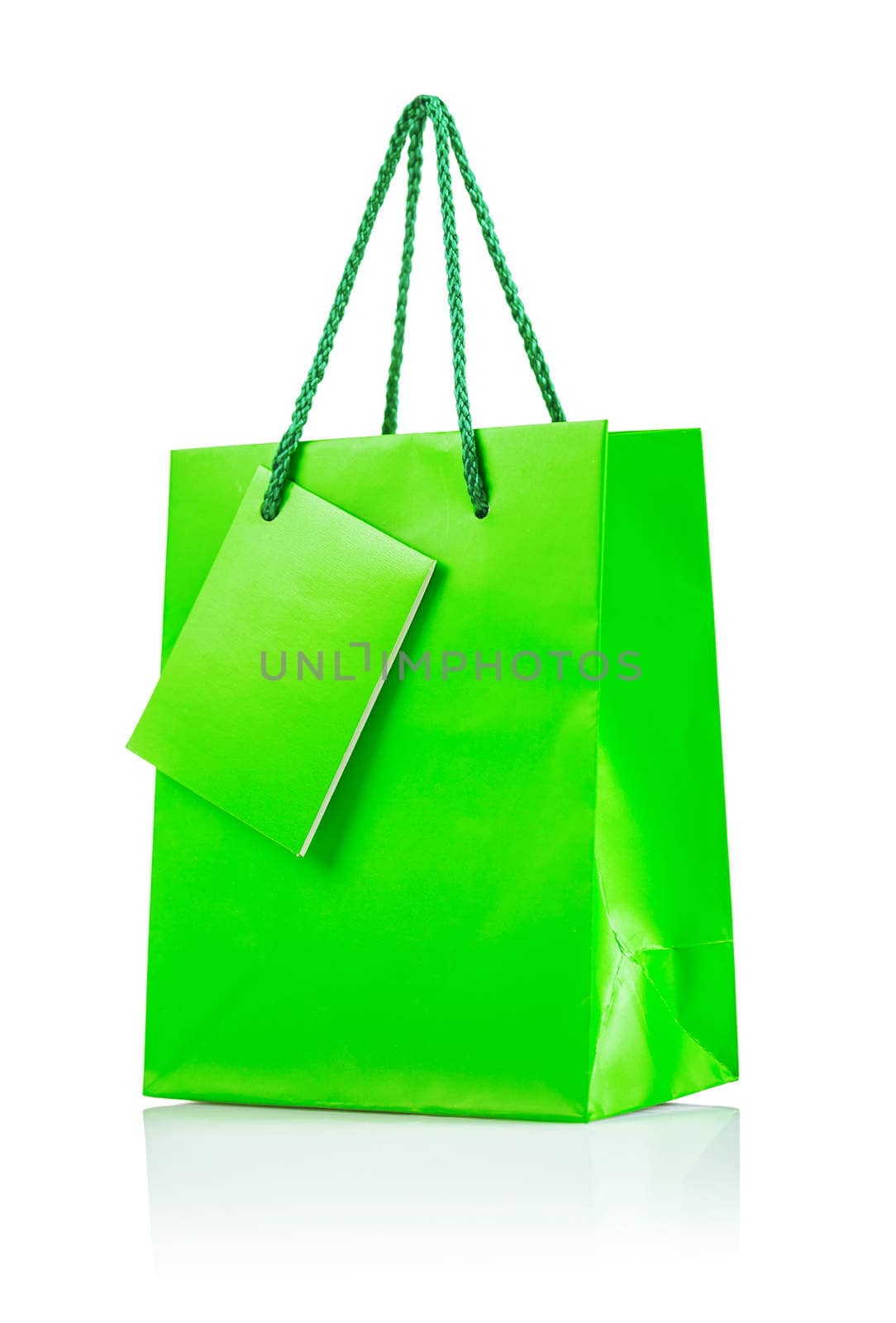 a green paper bag