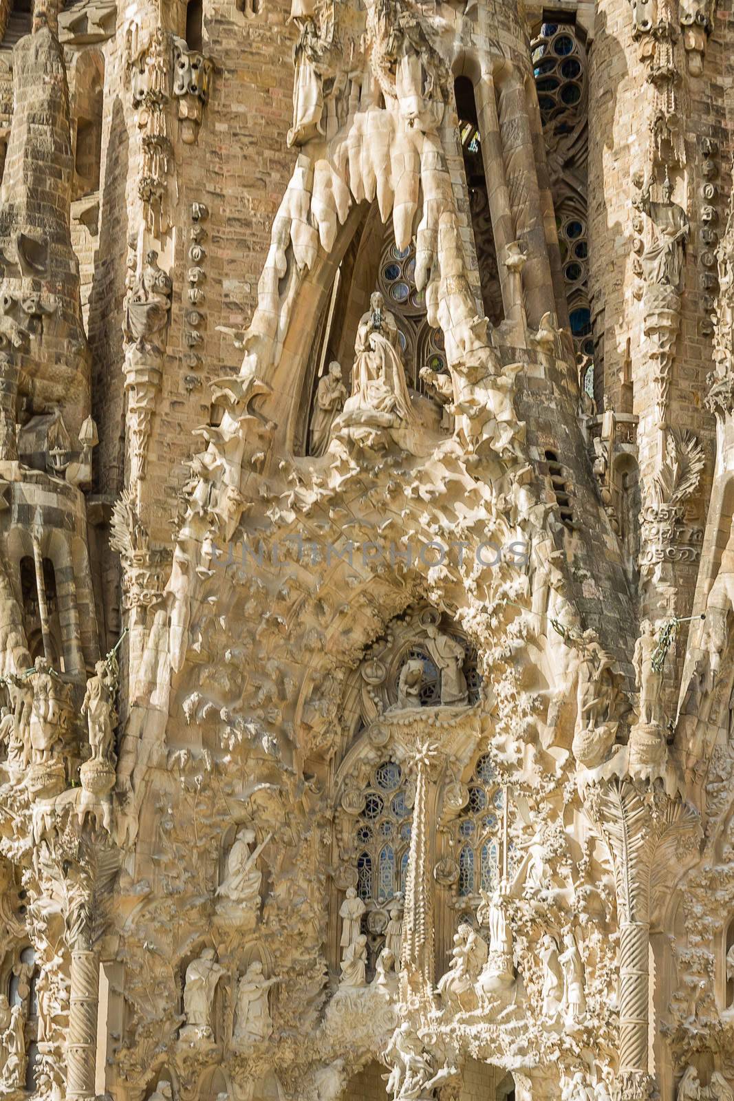 Architecture detail of the Sagrada Familia cathedral, in Barcelo by doble.d