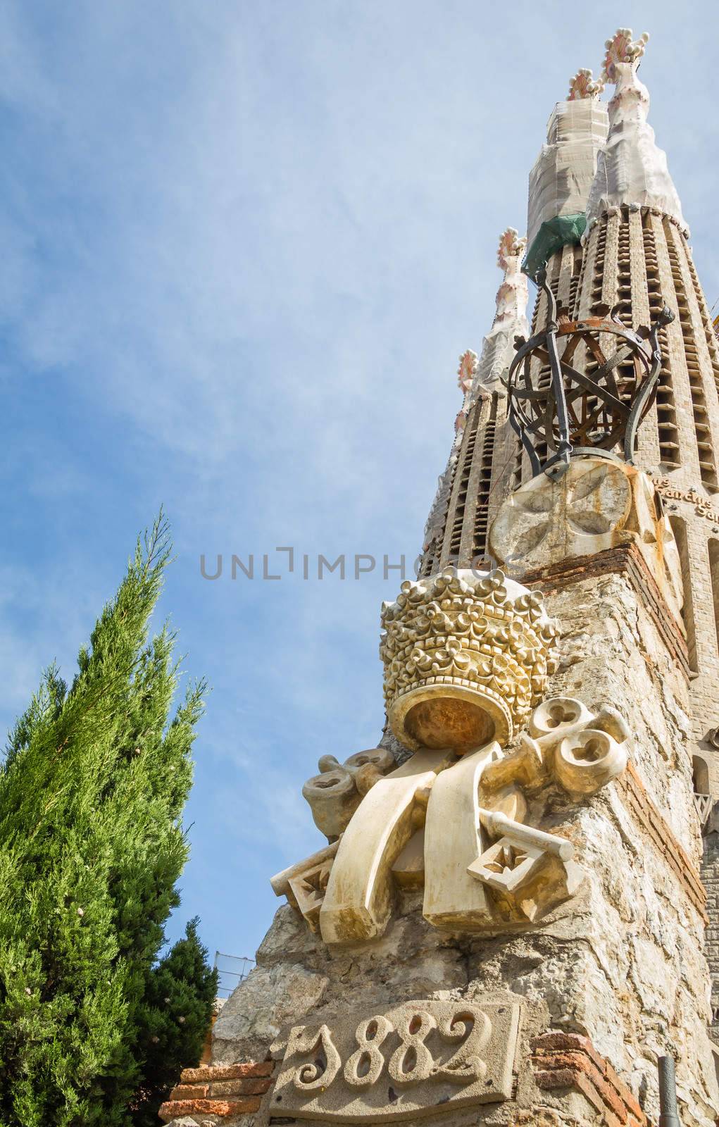 Architecture detail of the Sagrada Familia cathedral, in Barcelo by doble.d