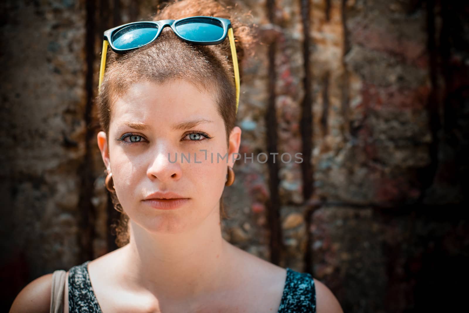 beautiful stylish modern young woman in the city