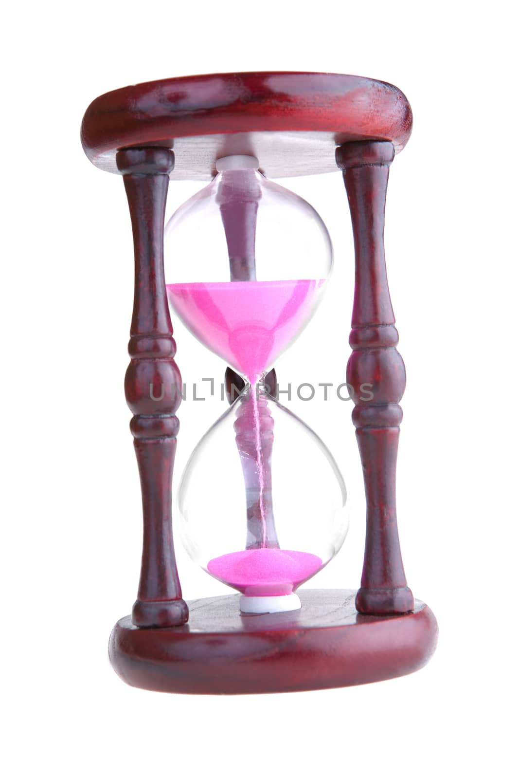 close up isolated on a white background red sand-glass