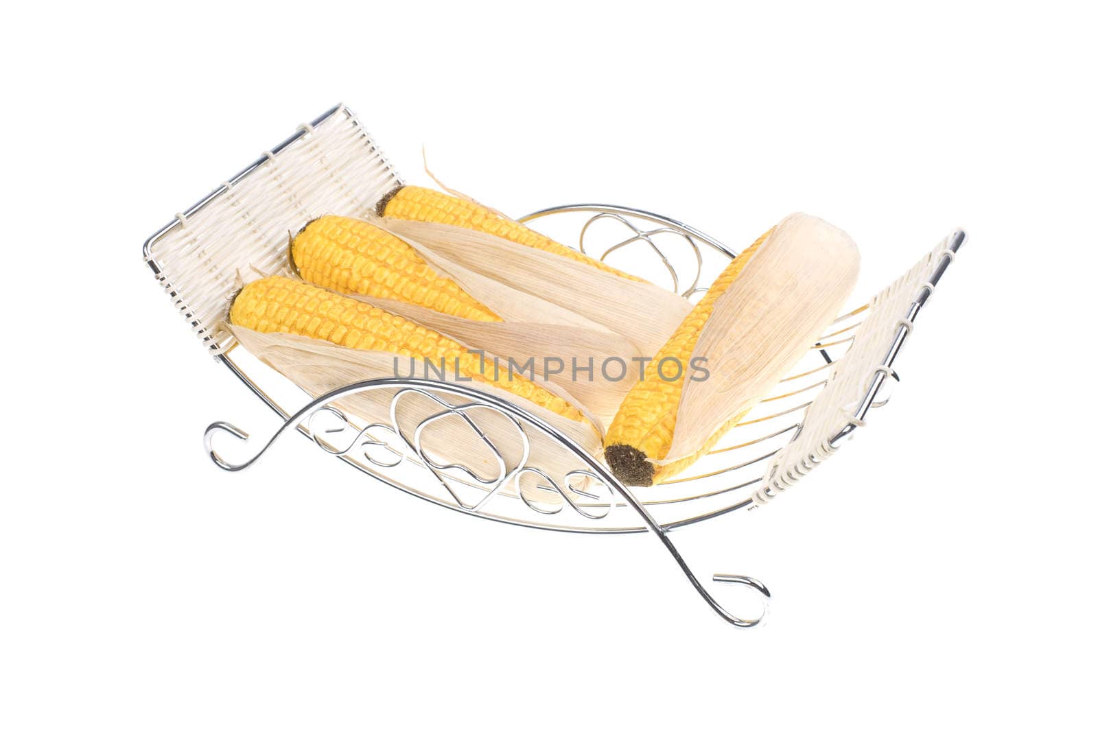 corn on a braided stand isolated