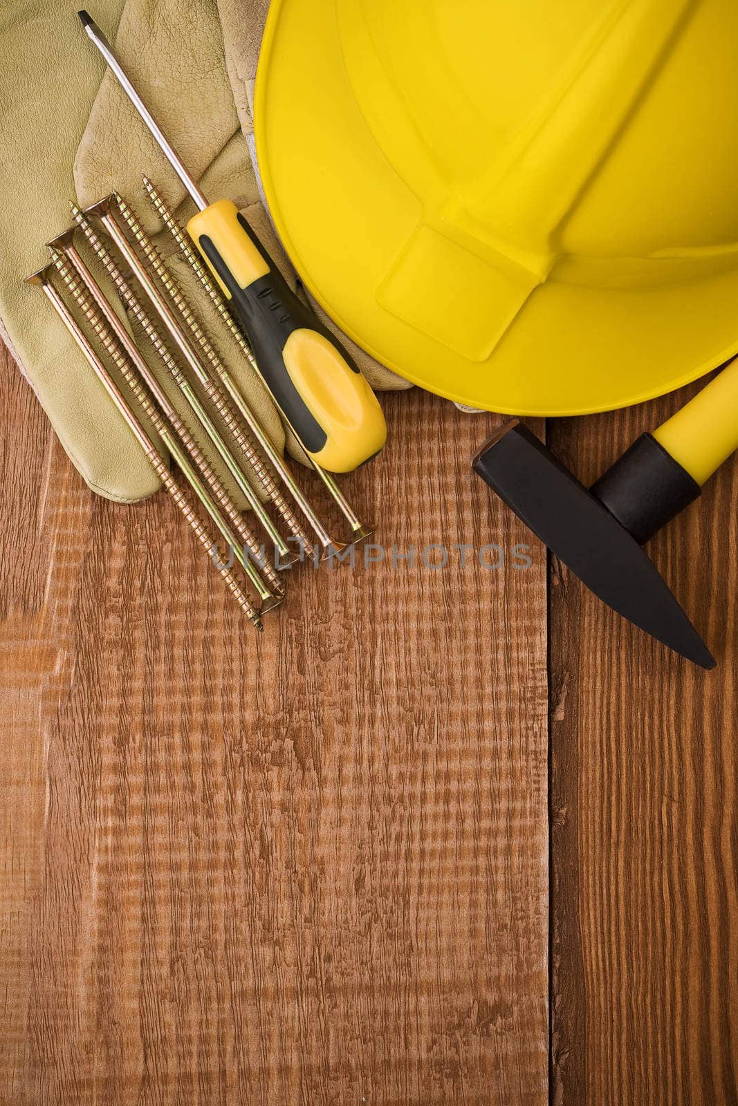 copyspace background of board with tools