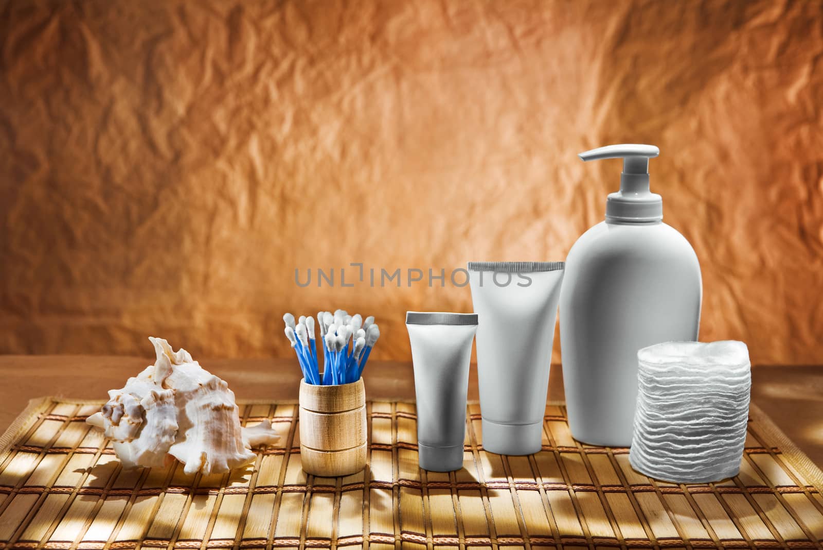 cosmetical set on mat