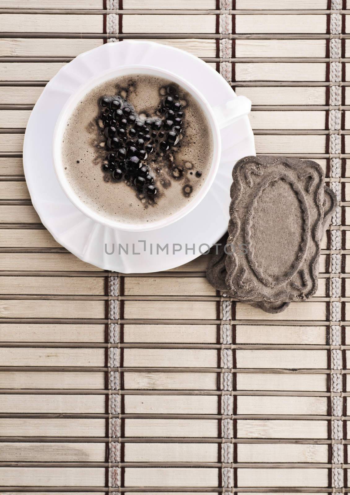 coffee composition of cappuchino on mat