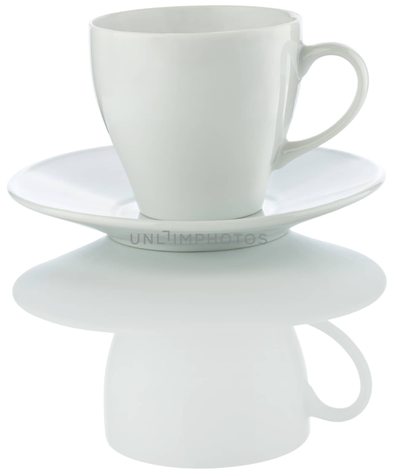 cup on a plate isolated