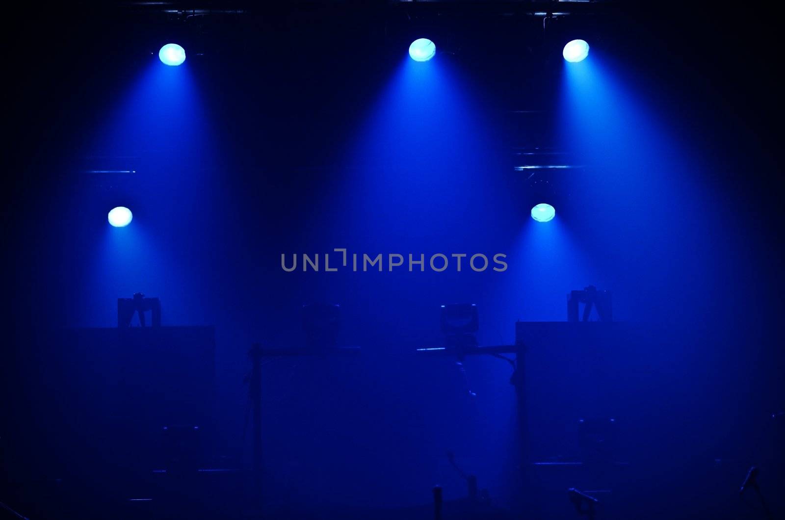 Empty stage in silhouette before a concert