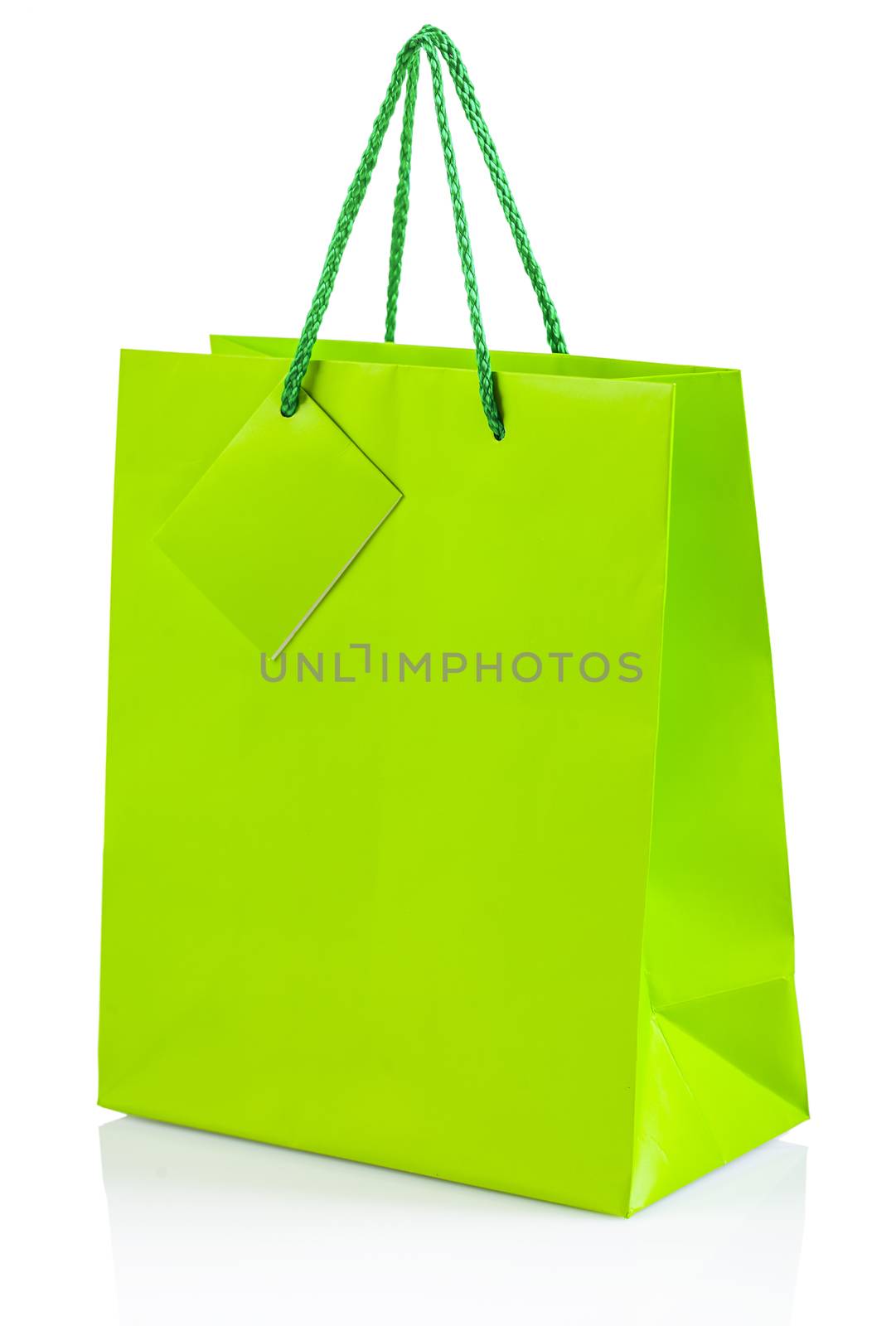 green paper bag isolated