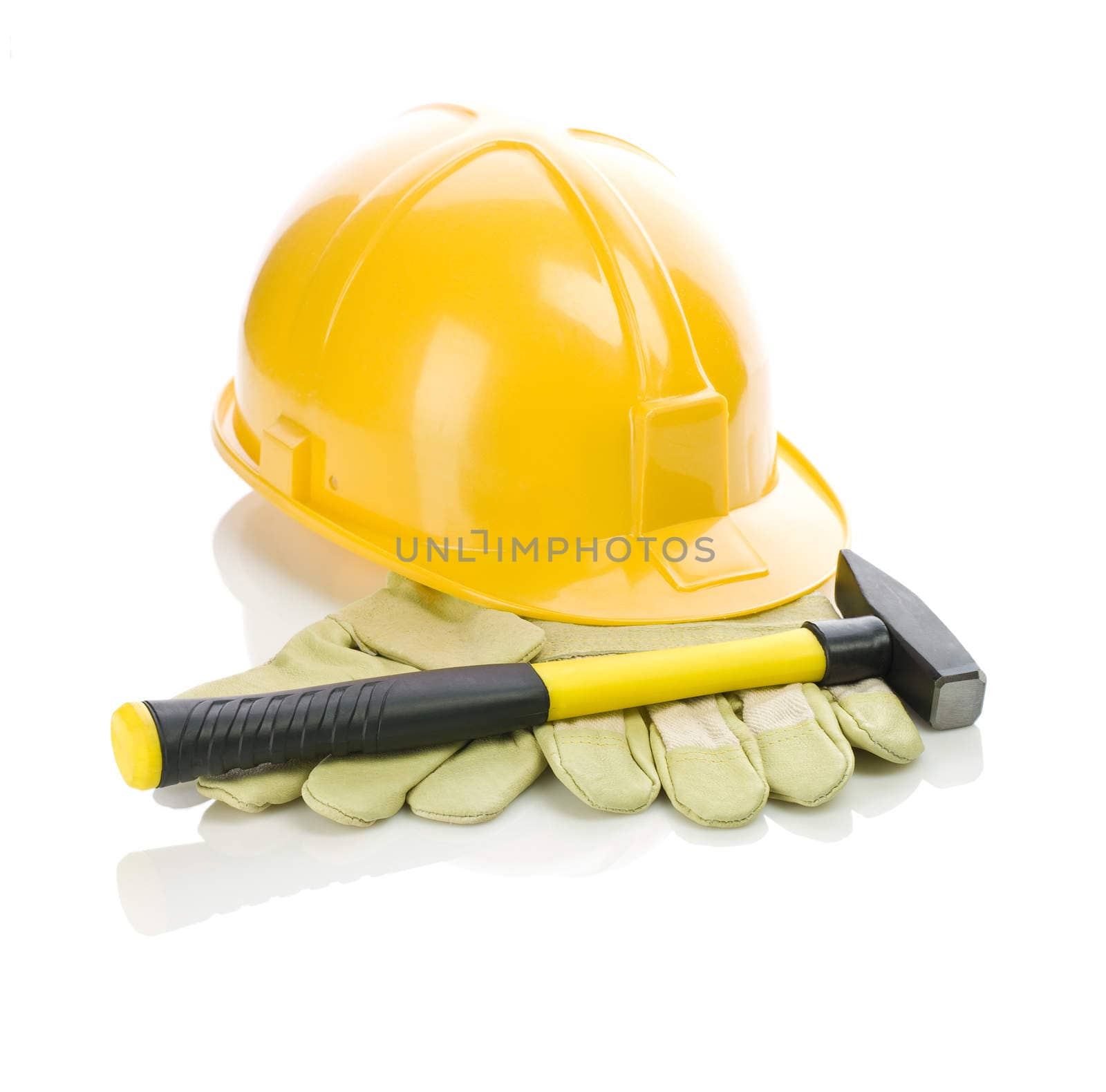 helmet and hammer on gloves