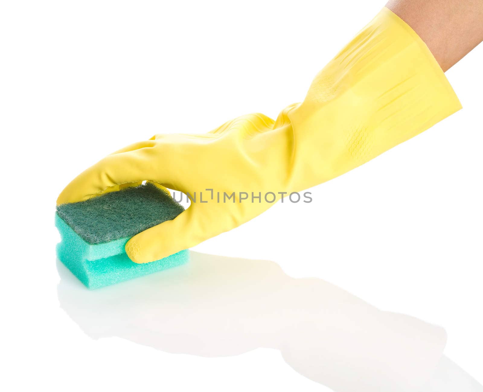isolated hand with sponge