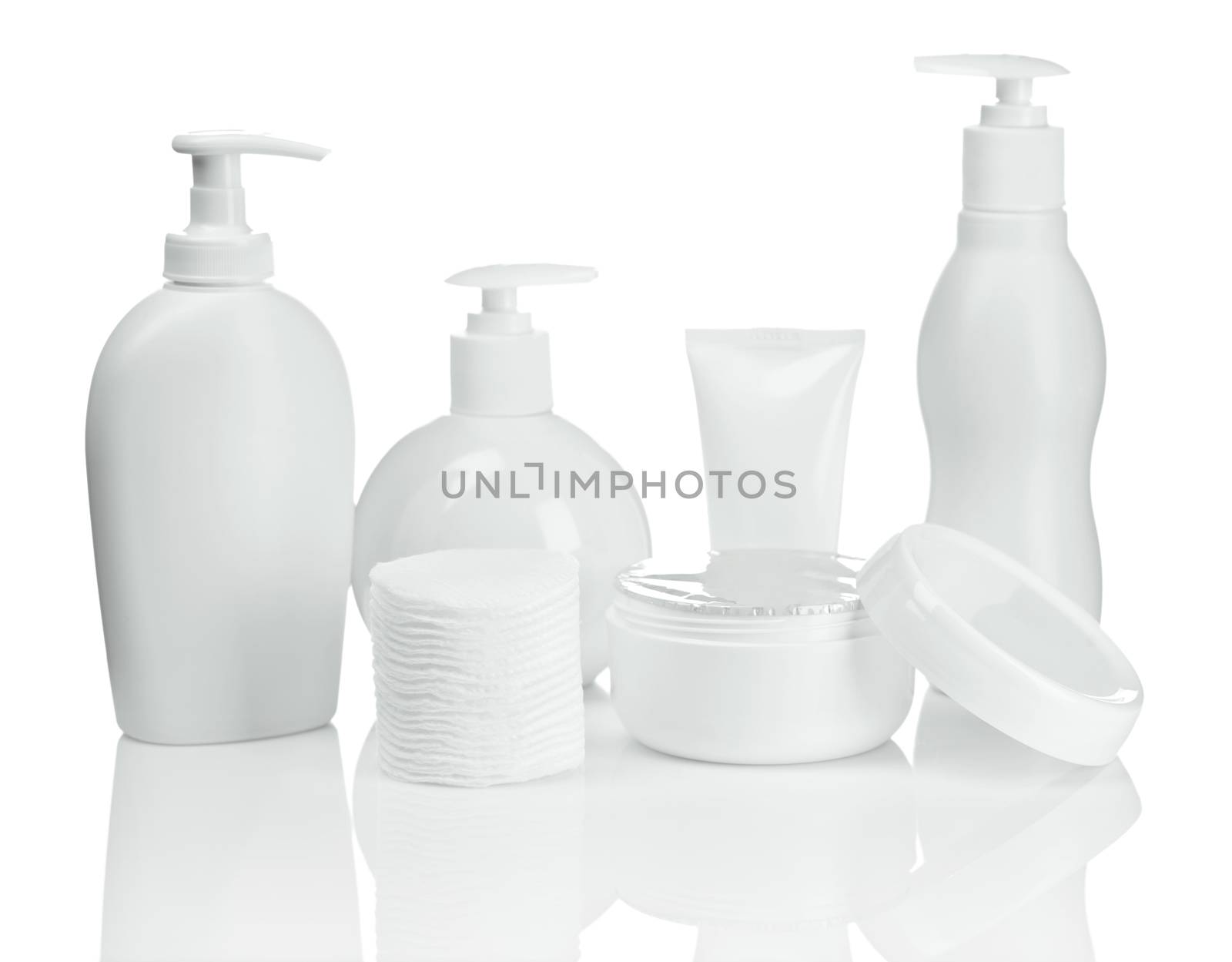 round bottle tube and cream isolated