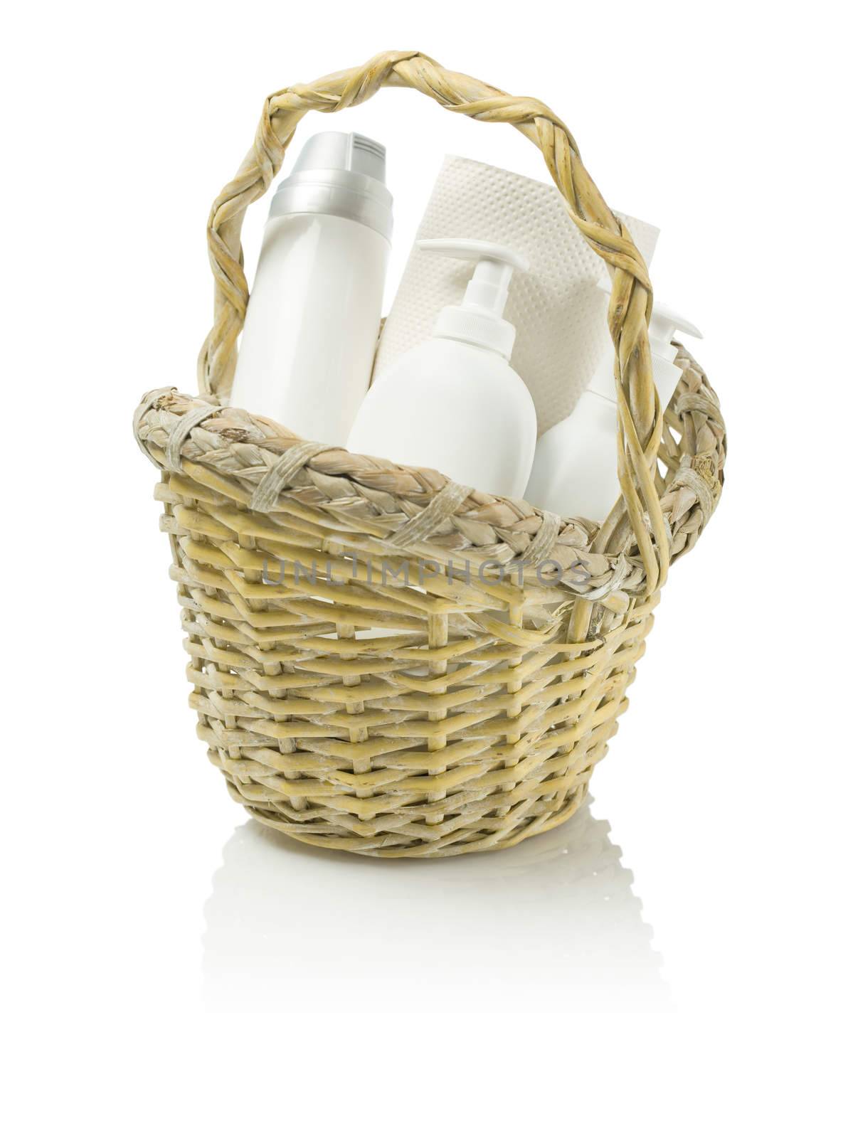 basket with white objects
