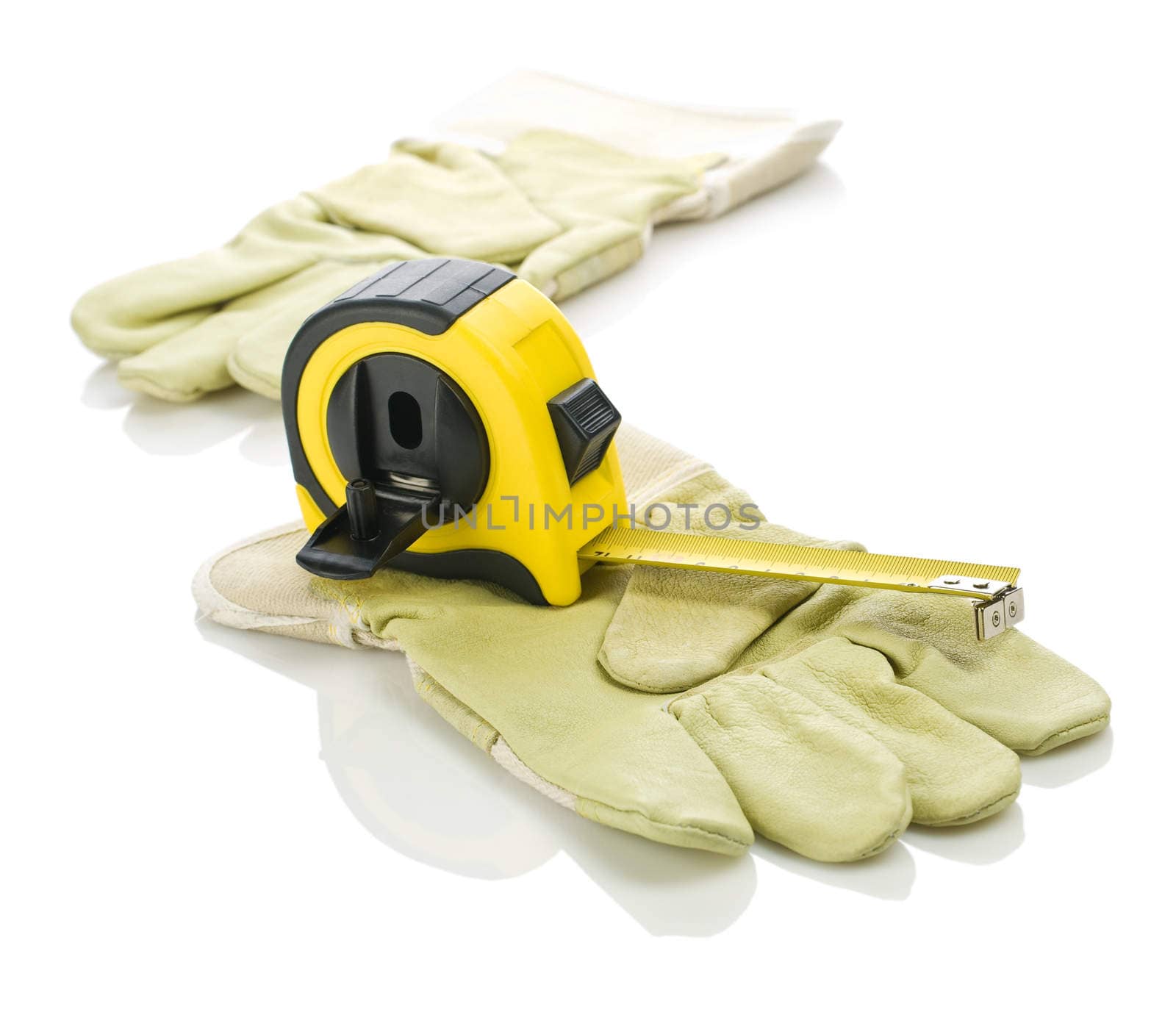 gloves with yellow tapeline