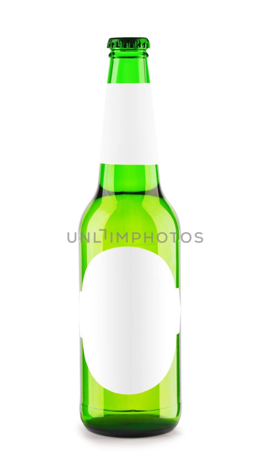 isolated bottle of beer with label