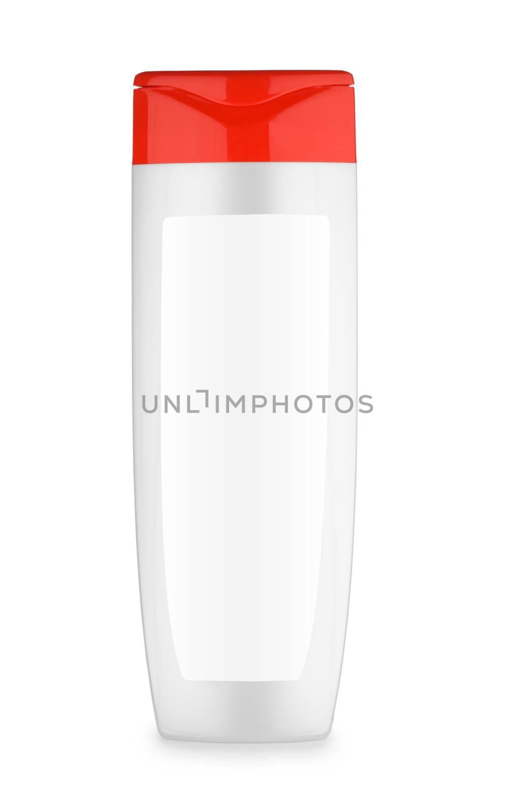 gray bottle with red cover