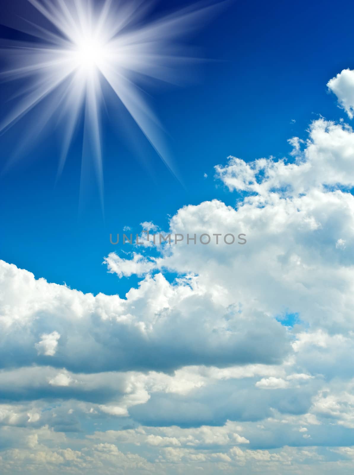 cloudy blue sky with sun