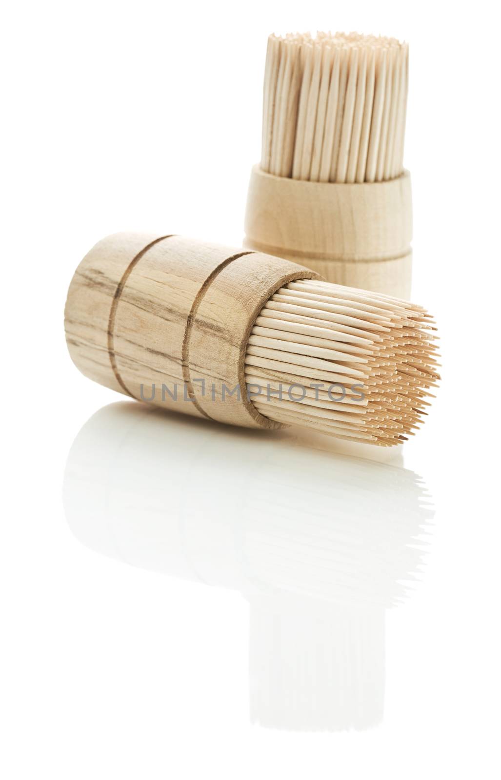 isolated barrels with toothpicks