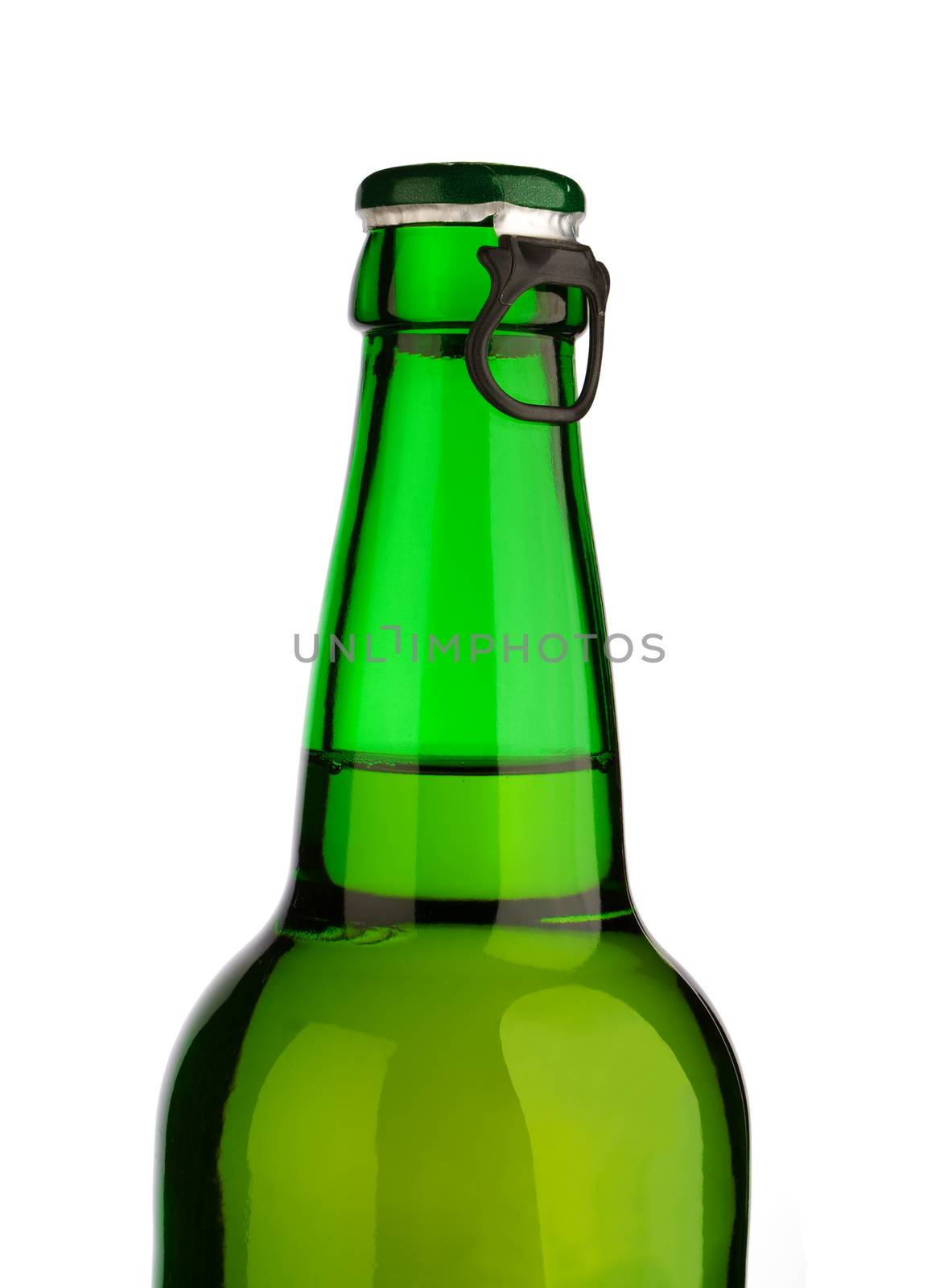 isolated top of green bottle