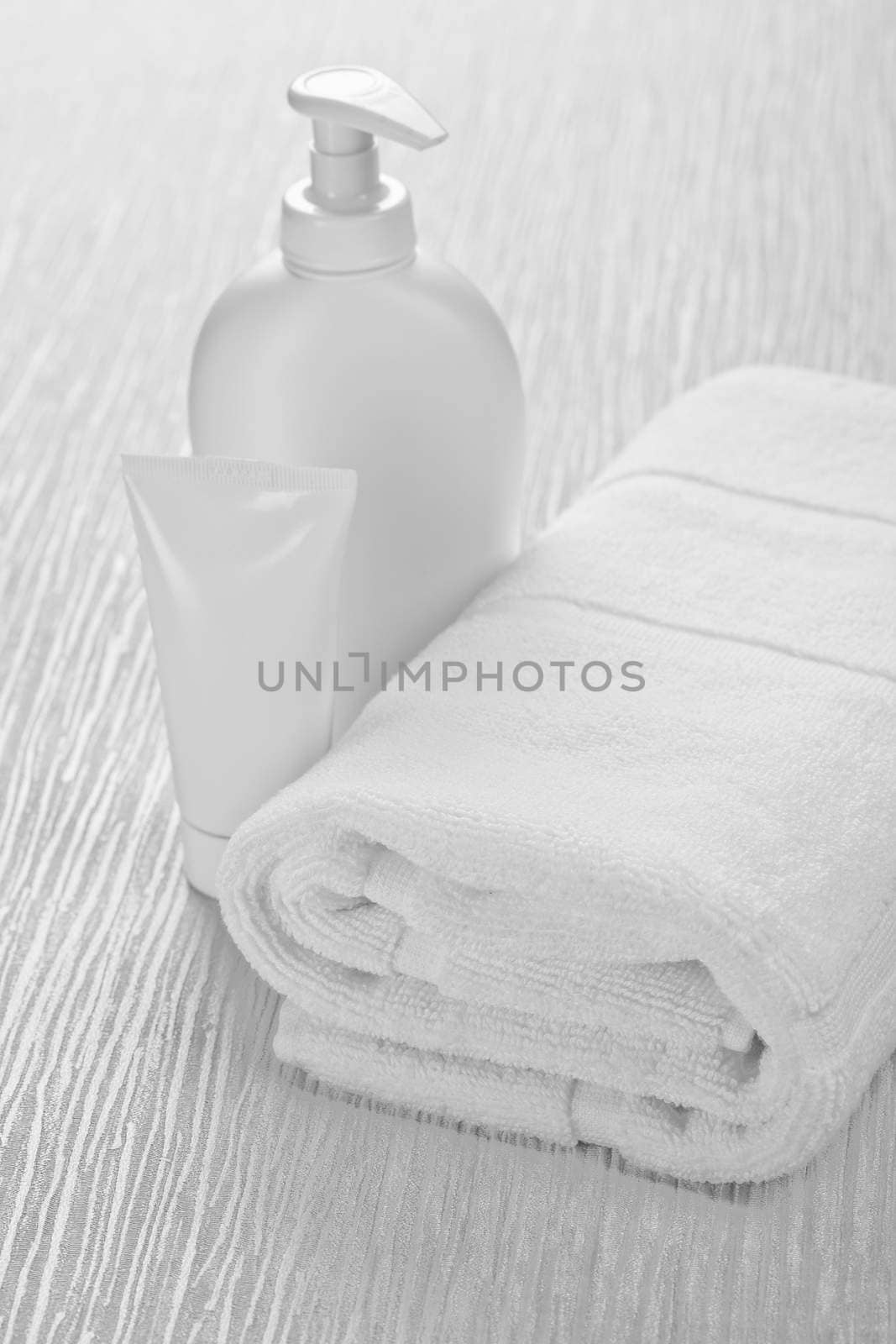 tube bottle and towel