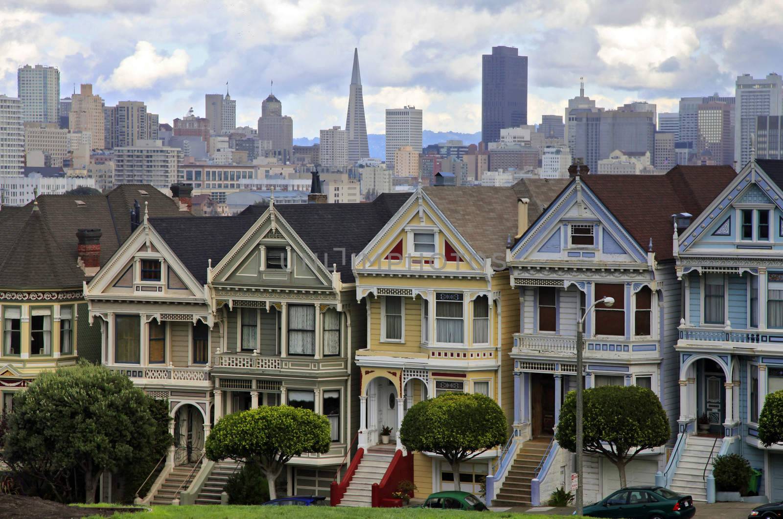 View to San Francisco with Alamo Square