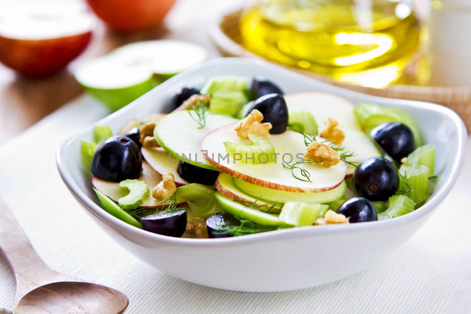 Apple with Celery, Grape and Walnut salad by vanillaechoes