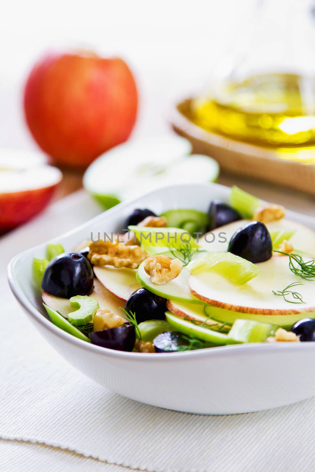 Apple with Celery, Grape and Walnut salad by vanillaechoes