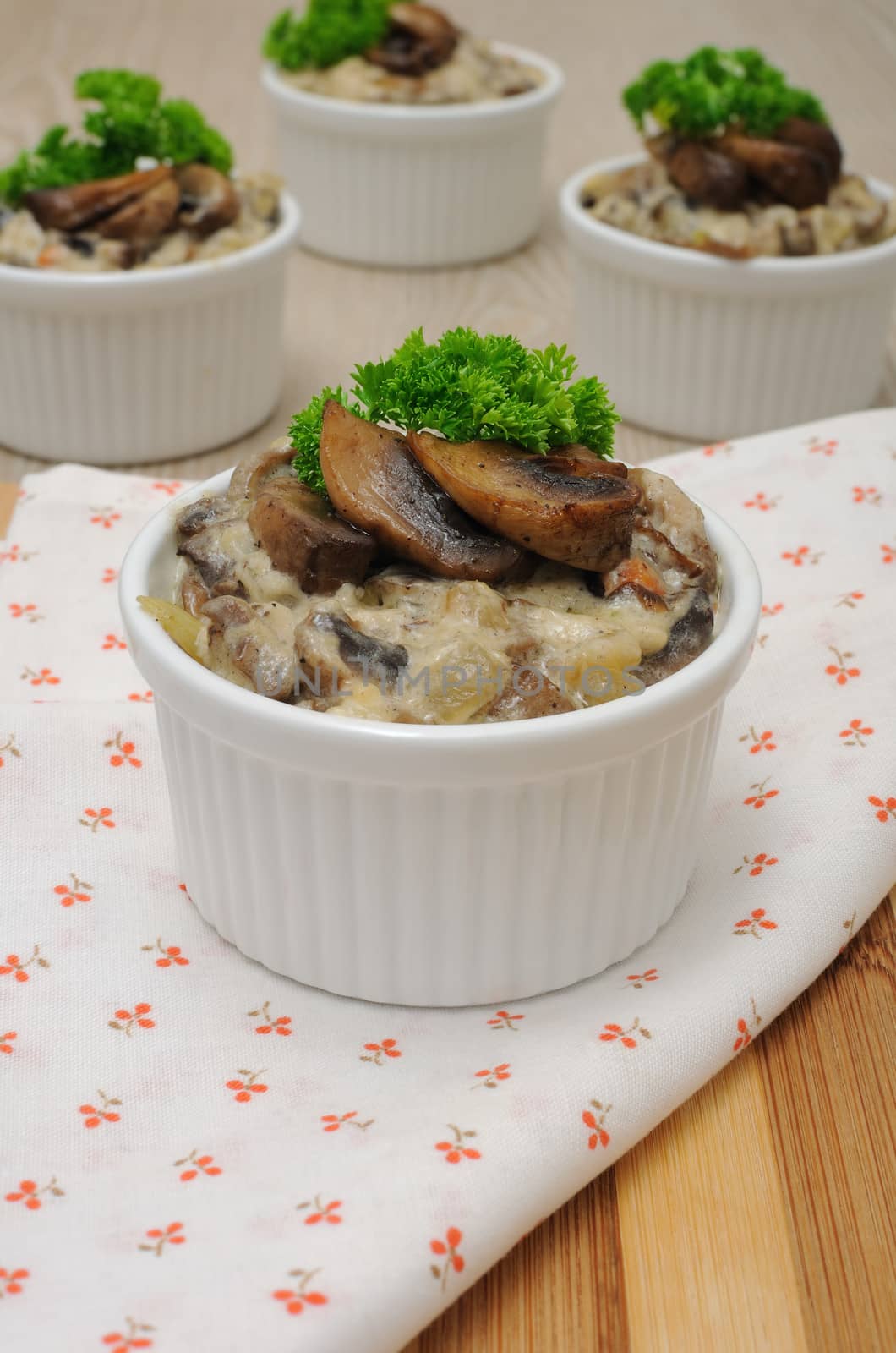 Mushrooms baked in a creamy sauce