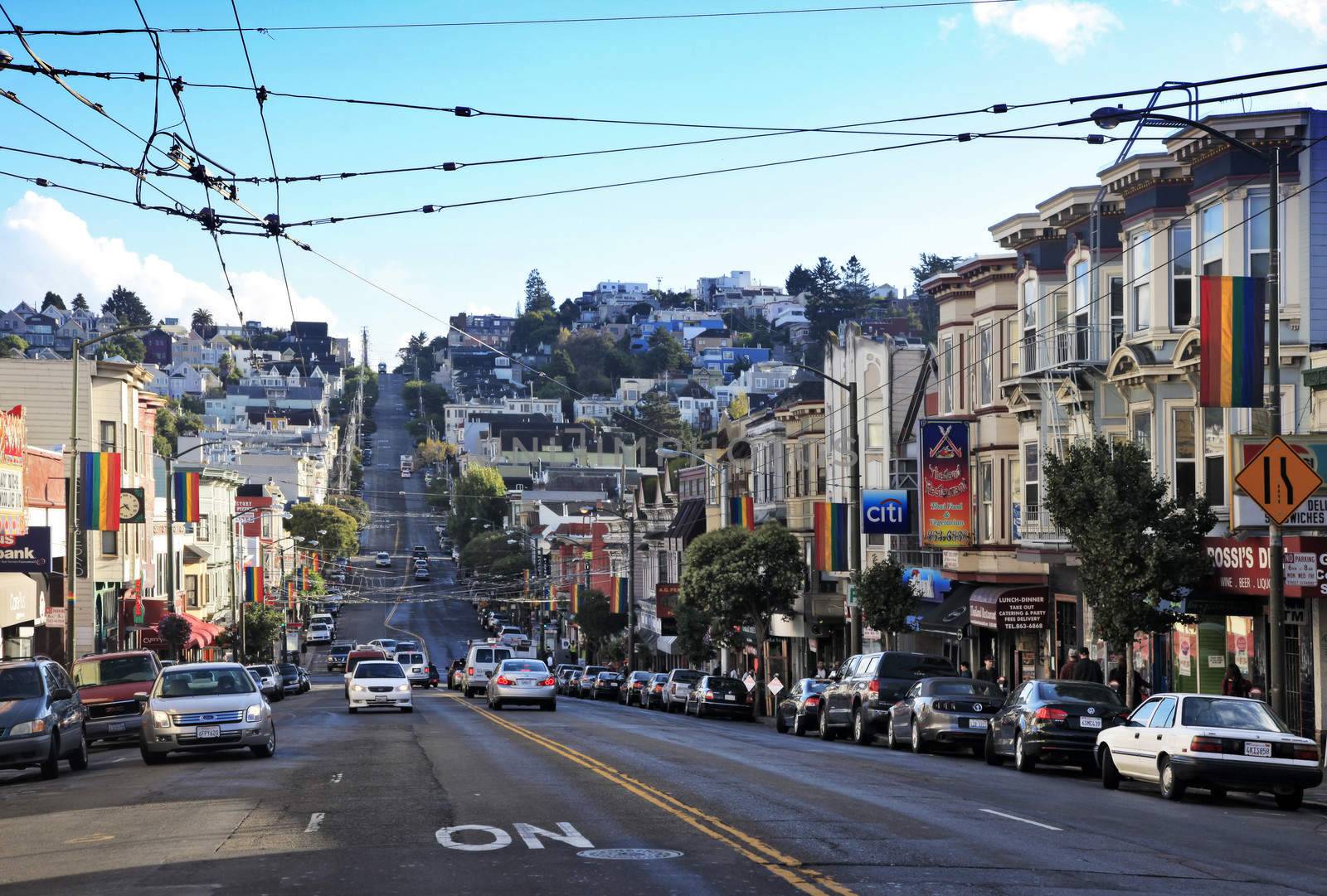 SAN FRANCISCO - OCTOBER 23: Castro district on October 23, 2012 in San Francisco, USA. Castro is one of the United States' first and best-known gay neighborhoods, and it is currently its largest.