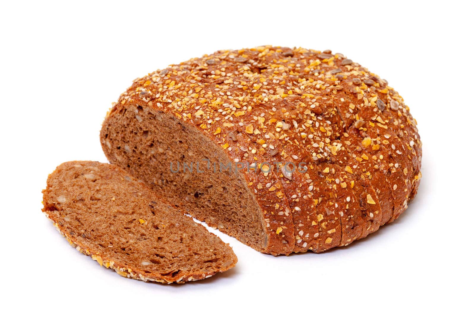 Sliced rye bread isolated on white background