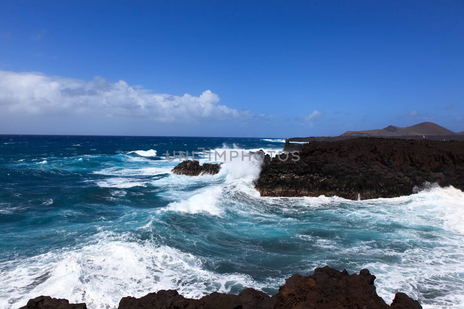 Los Hervideros is a landmark on the island of Lanzarote, Spain