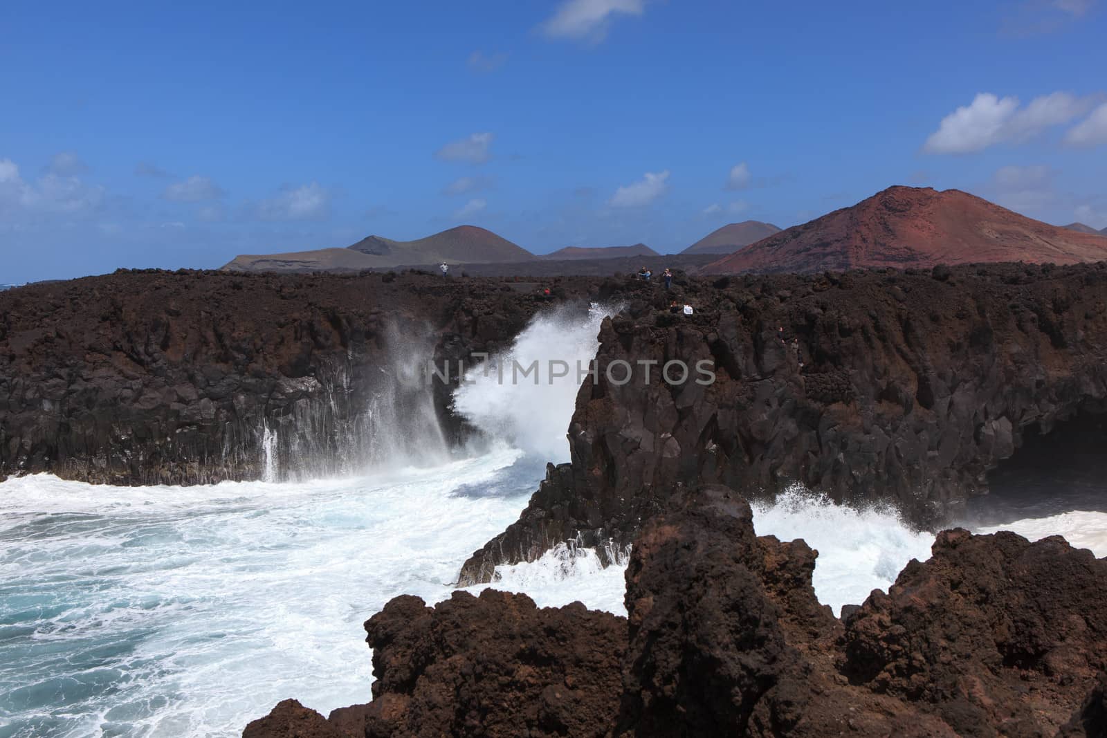 Los Hervideros is a landmark on the island of Lanzarote, Spain