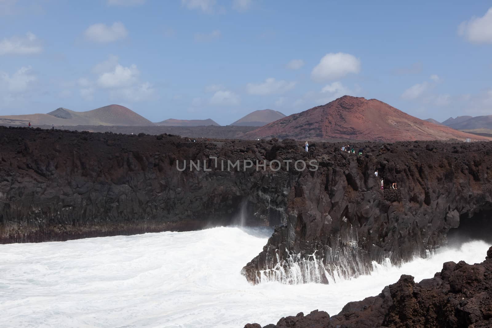 Los Hervideros is a landmark on the island of Lanzarote, Spain