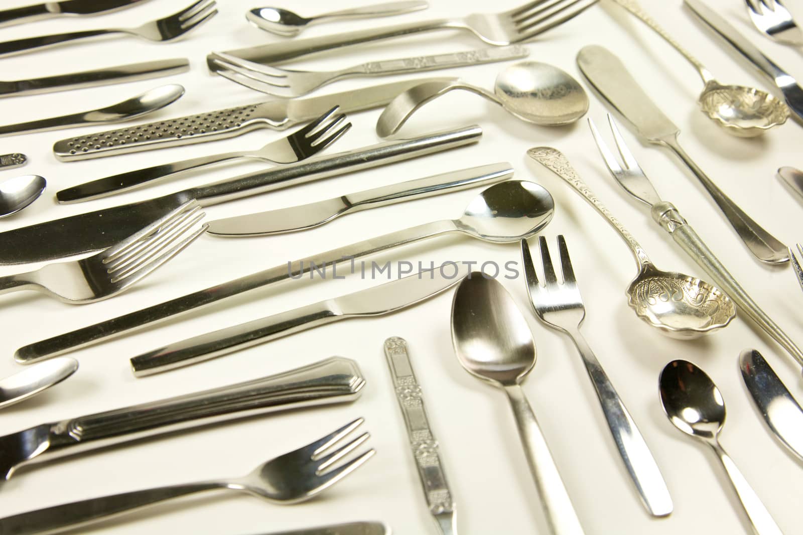 Silver fork and knife, tableware cutlery 