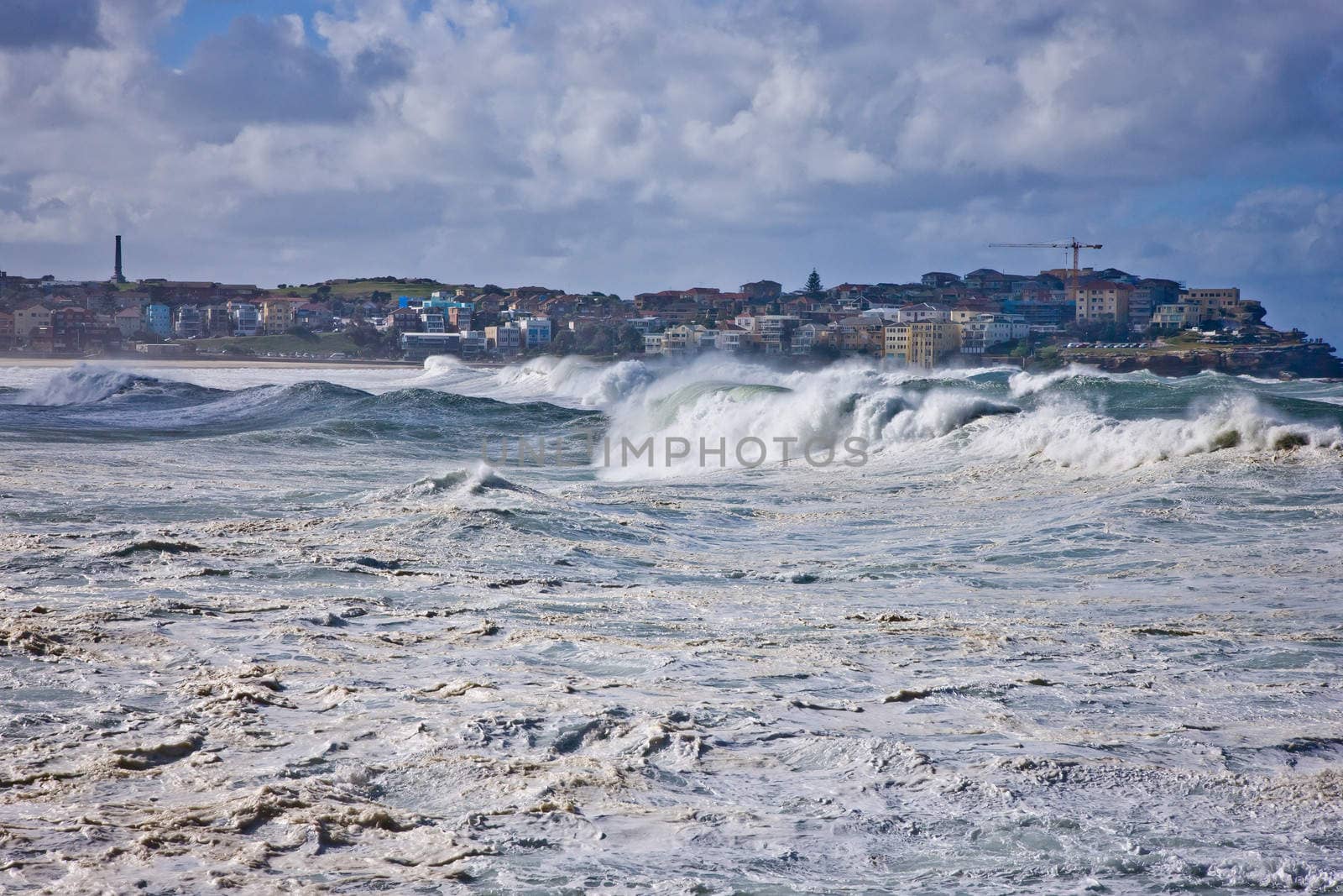 Sea wave in Whitby beach, Yorkshire, England