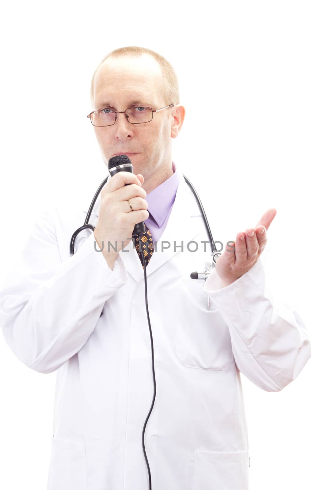 Male medical physician holding speech