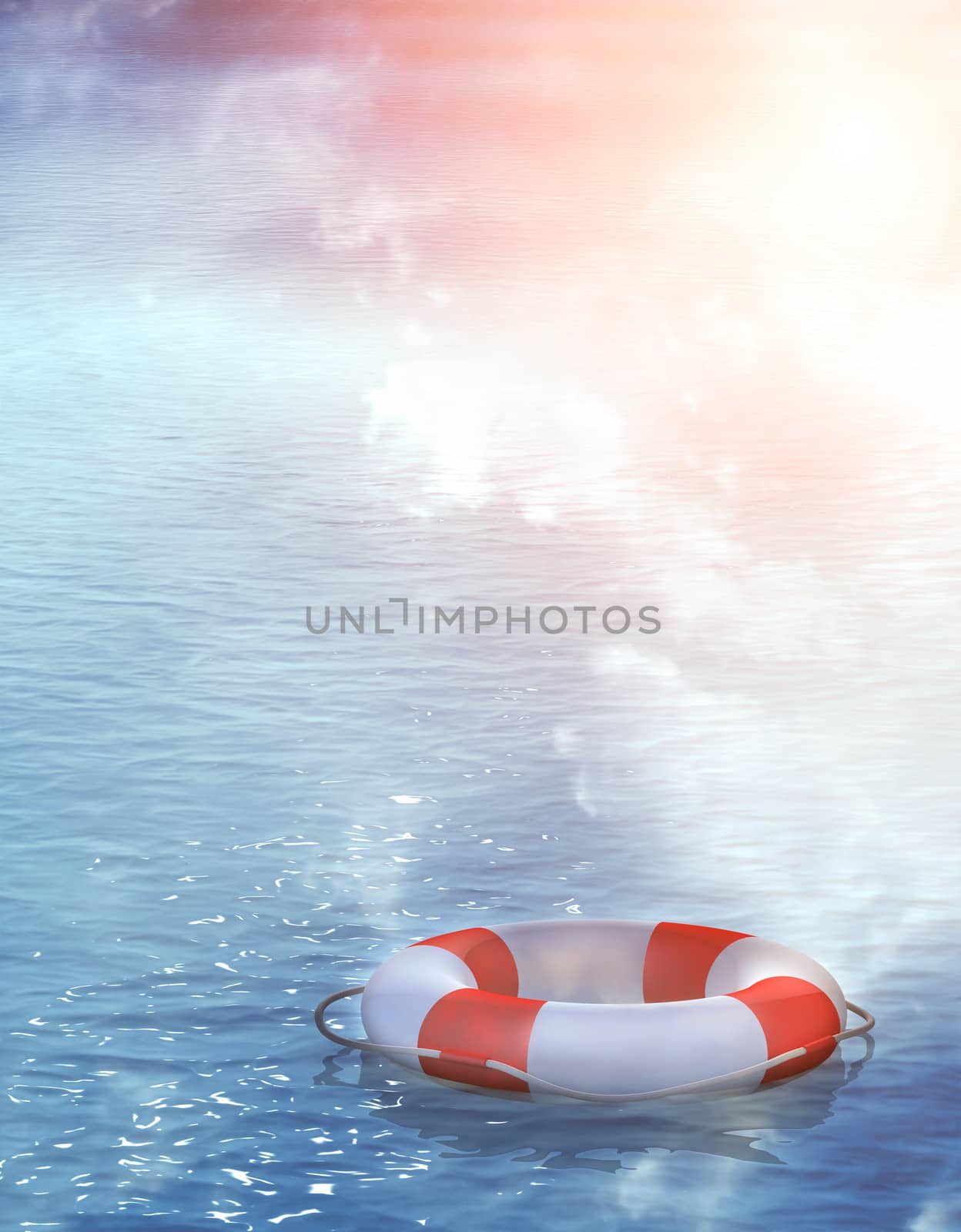 Lifebuoy, floating on waves by frenta