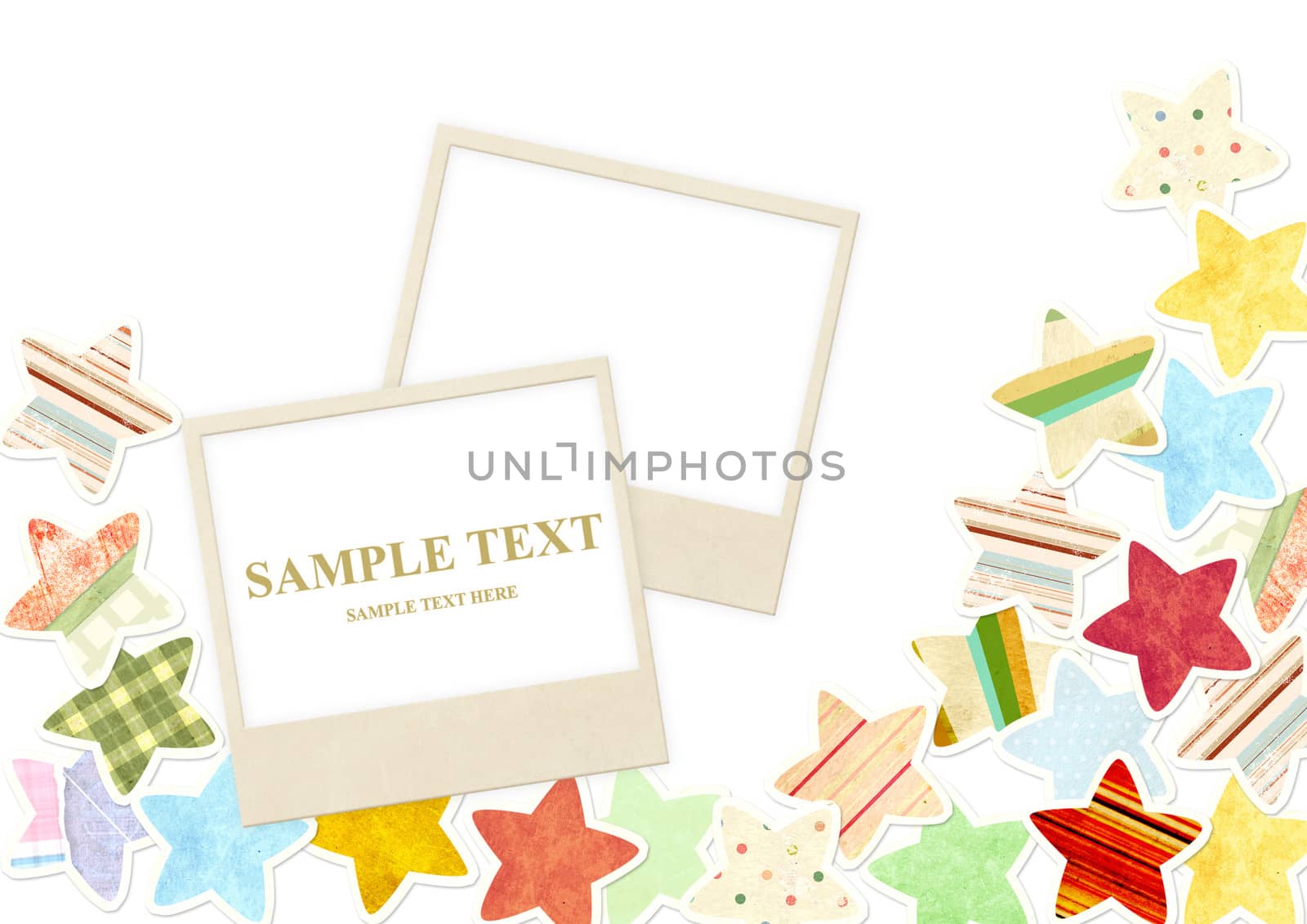 Background with photo and paper stars by frenta