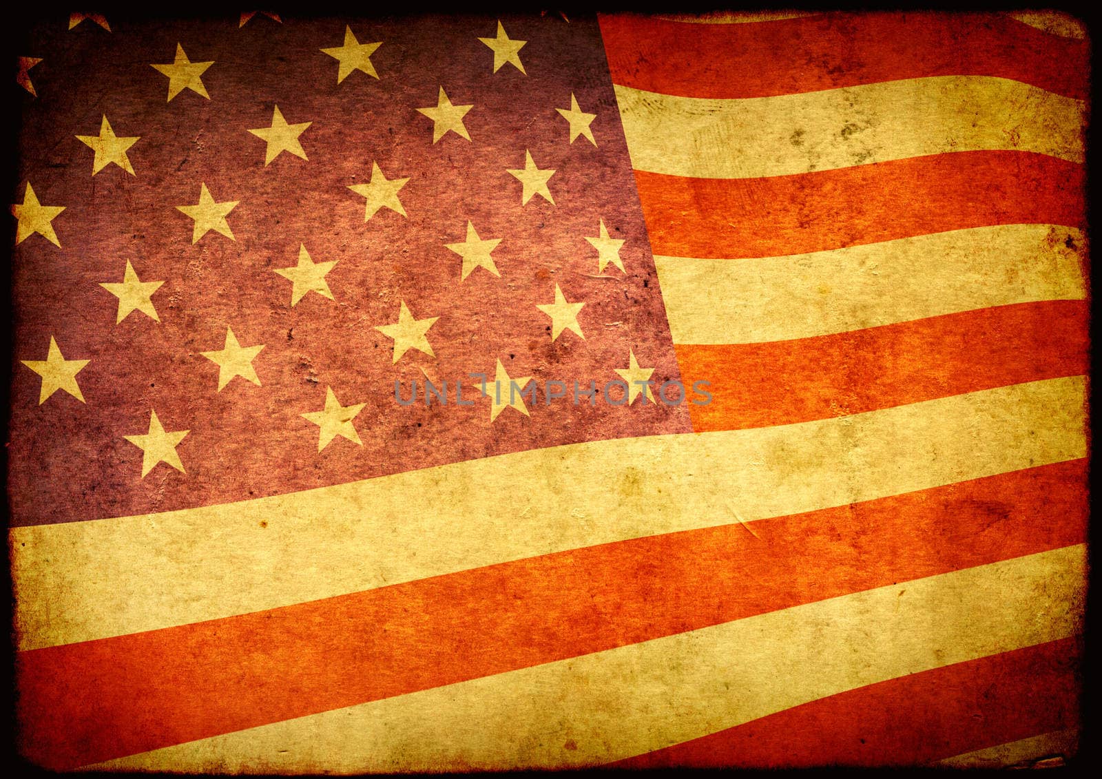 American flag on grunge paper texture