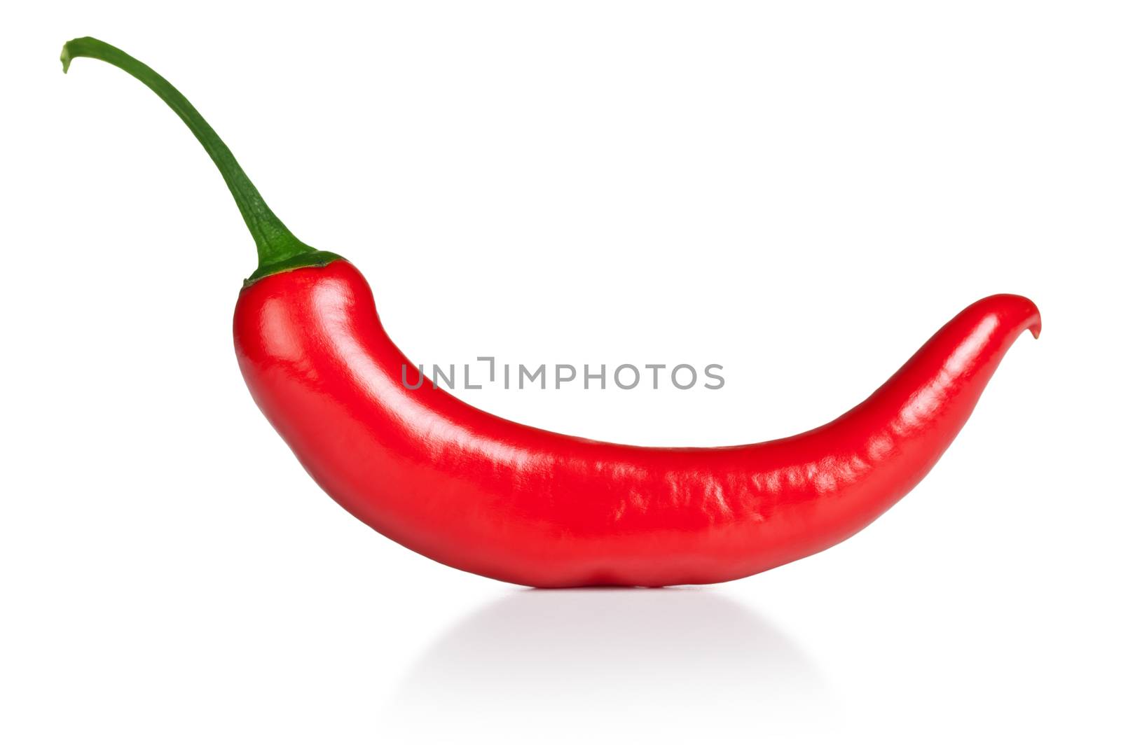 Red hot chilli pepper isolated on white background. Macro shot