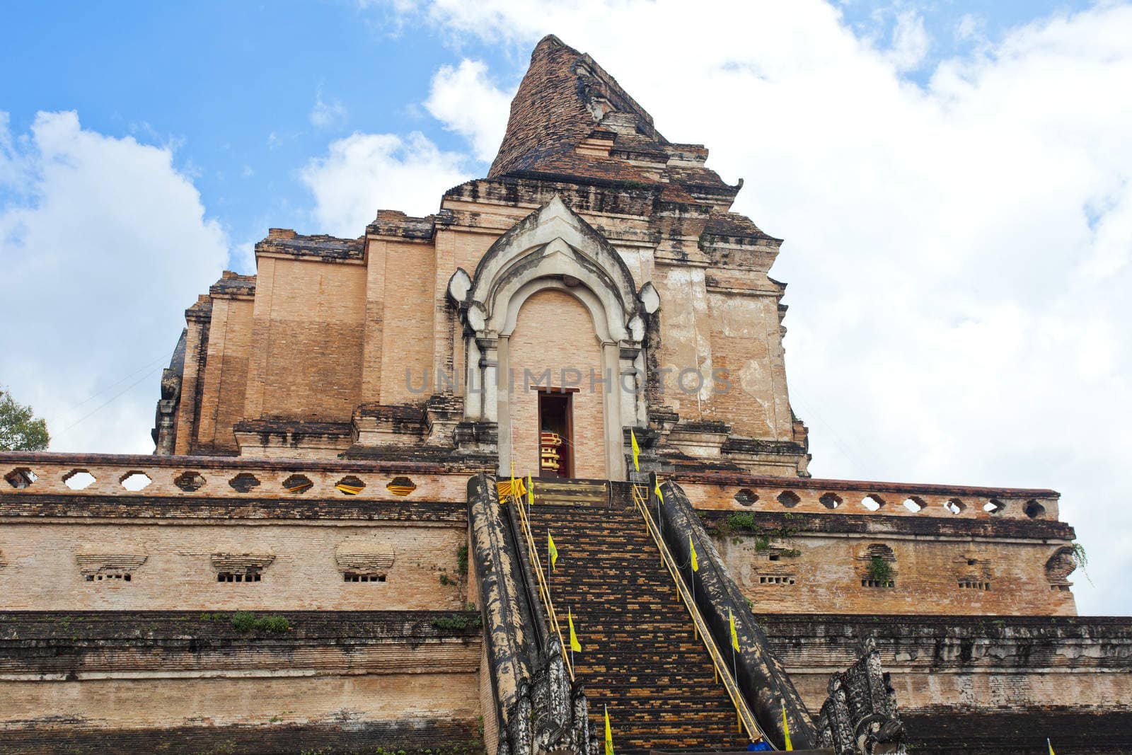 Wat Chedi Luang temple at day, Chiang Mai, Thailand. by kawing921