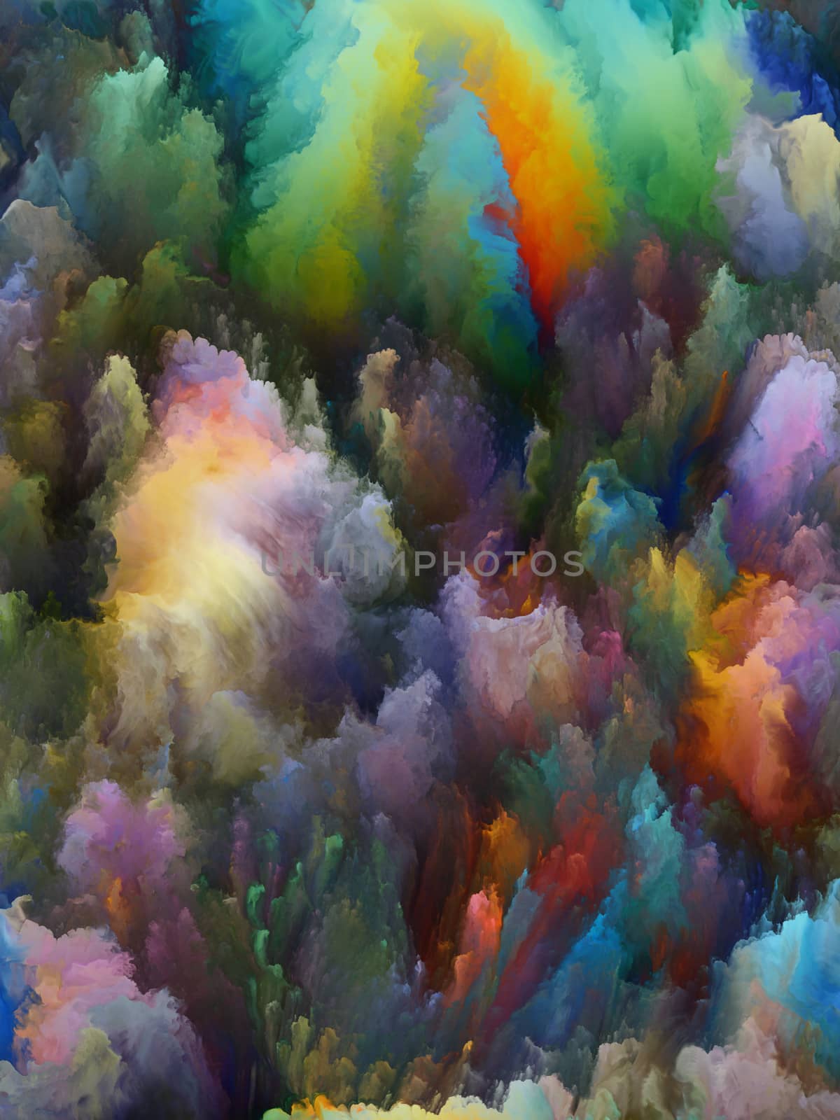 Background design of colorful fractal turbulence on the subject of fantasy, dreams, creativity,  imagination and art