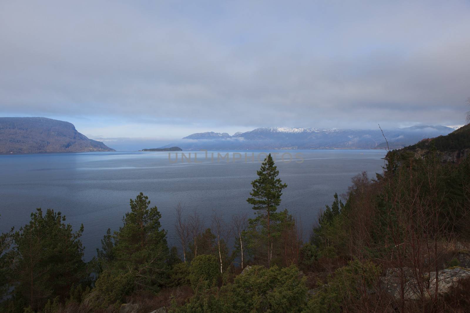 Fjord and mountains of Hardanger, western part of Norway