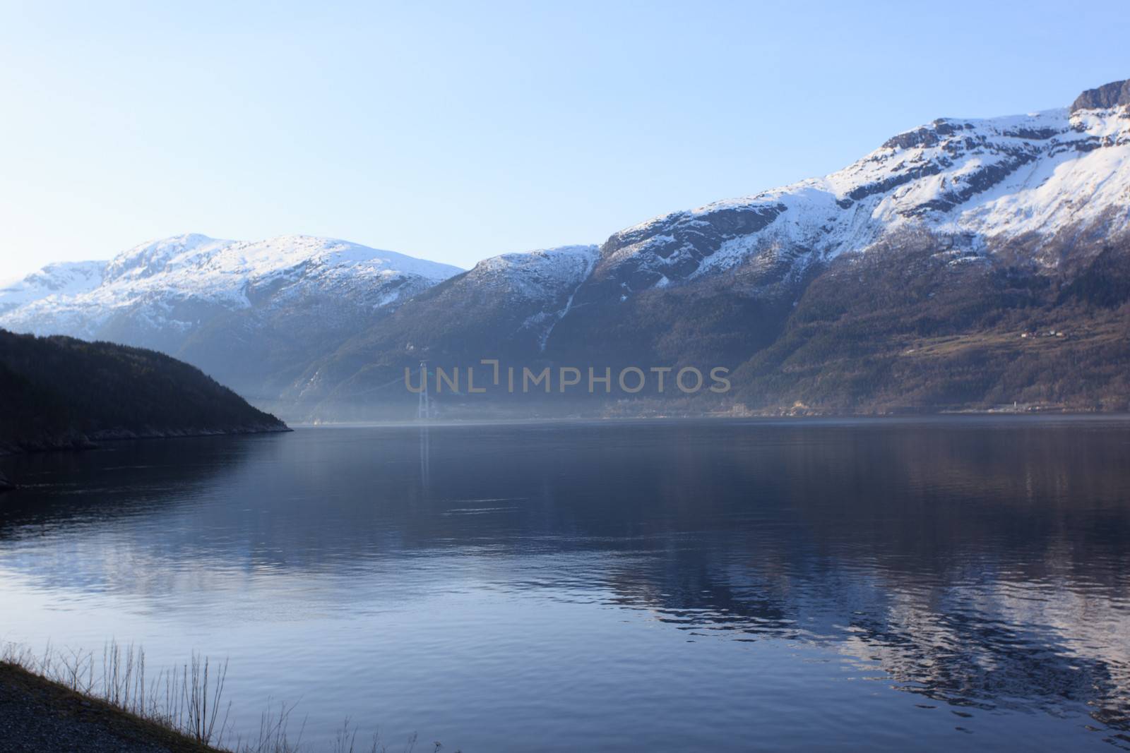 Fjord and mountains of Hardanger, western part of Norway