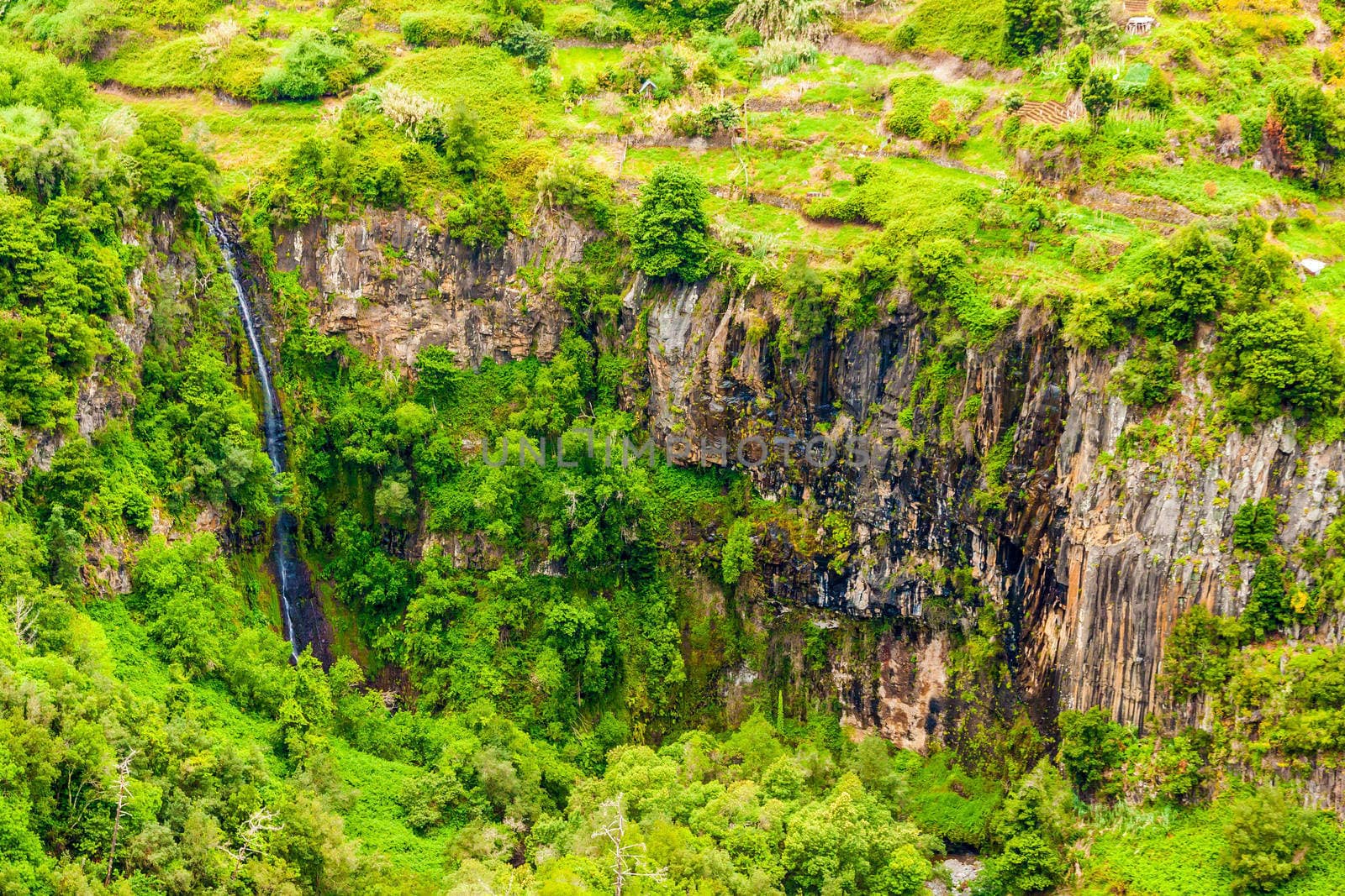 small river waterfall at Madeira Island, Portugal