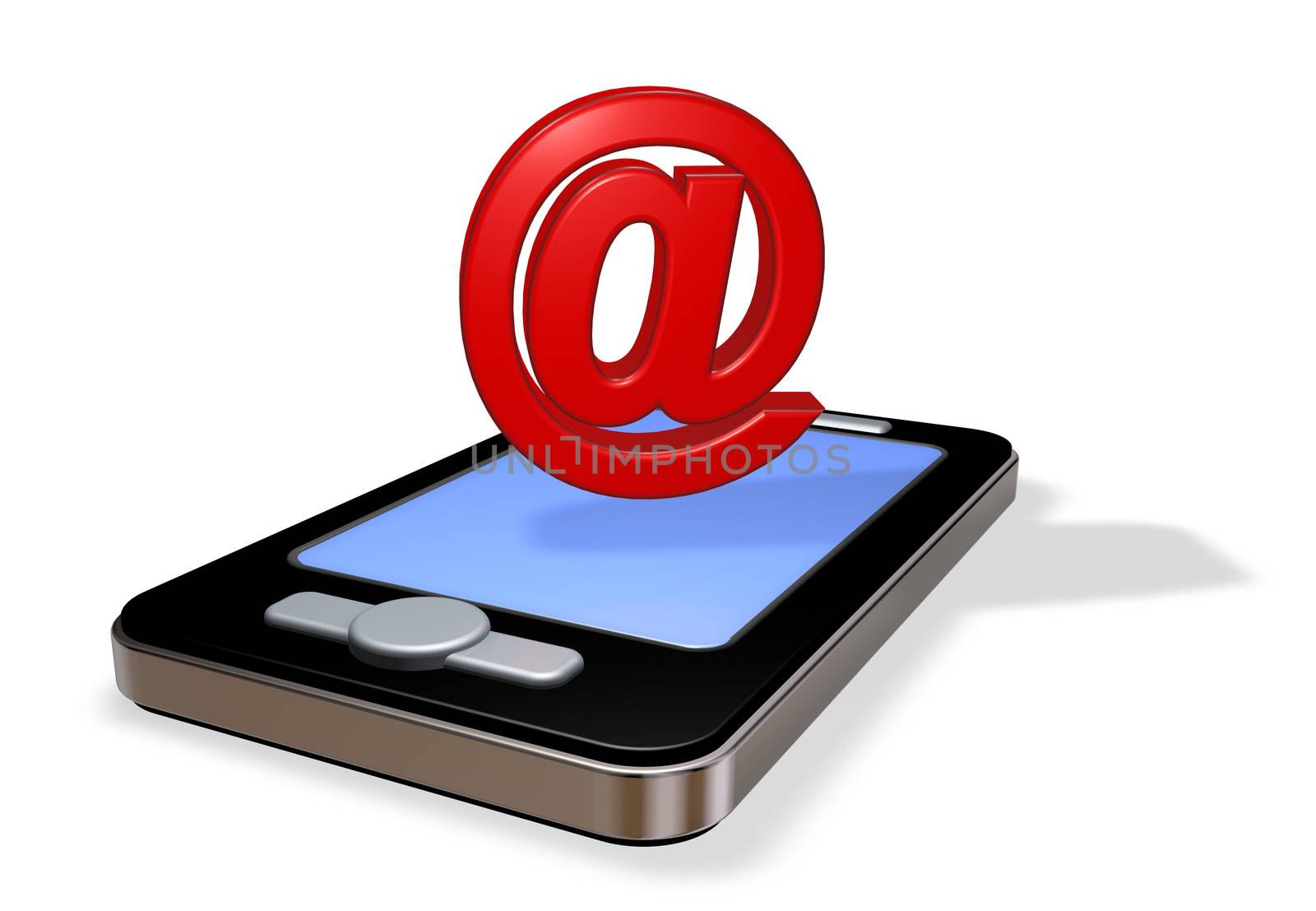 smartphone and email symbol on white background - 3d illustration