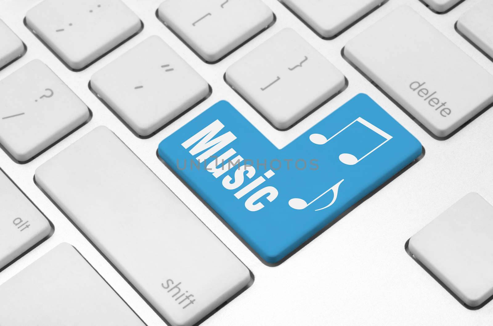 Music concept: key on the computer keyboard