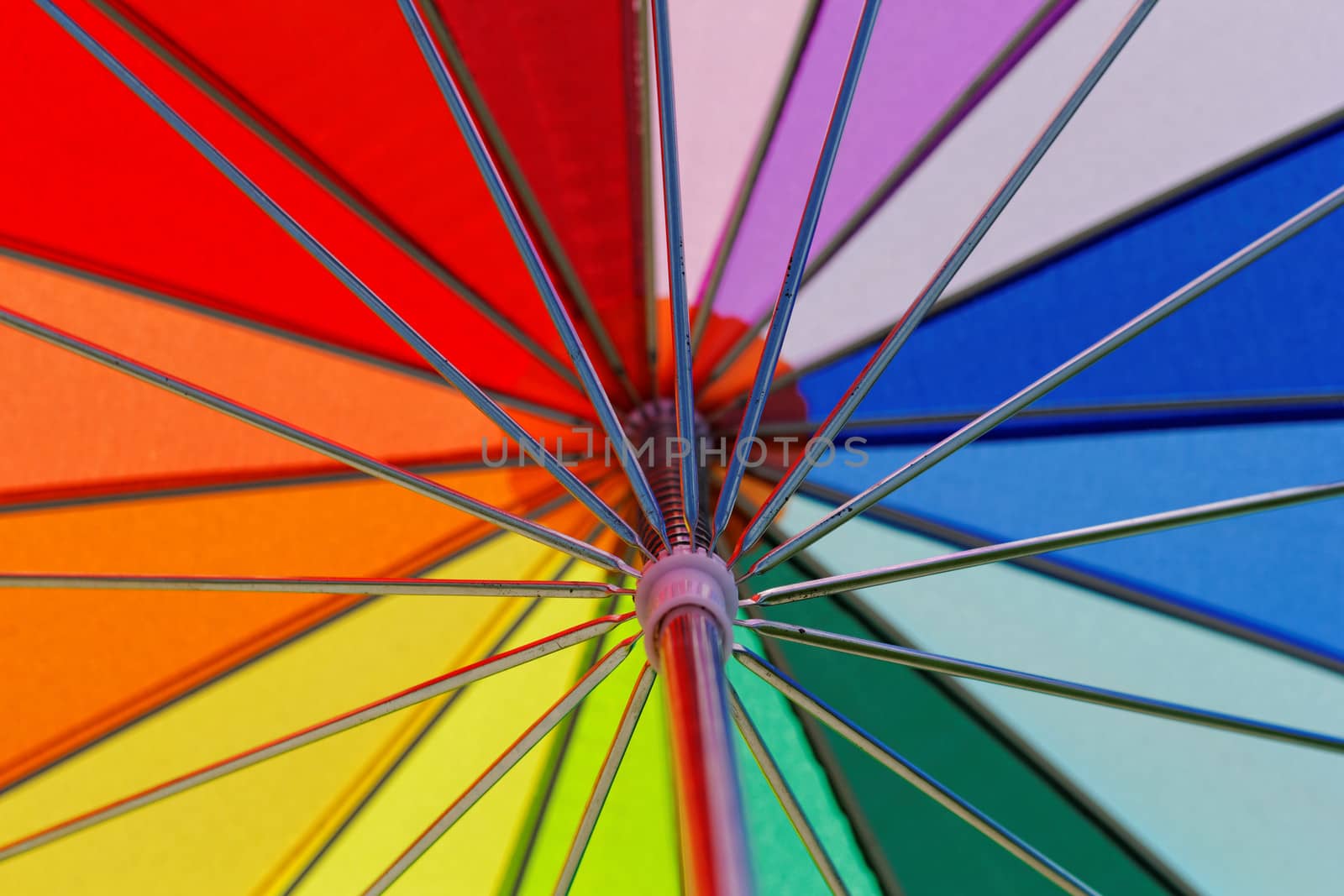 rainbow colored umbrella close-up