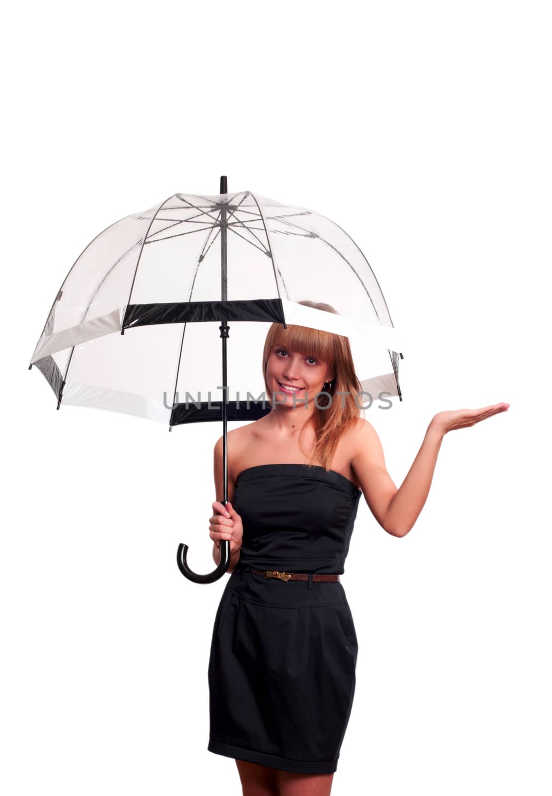 Young fashionable woman smile and holding umbrella