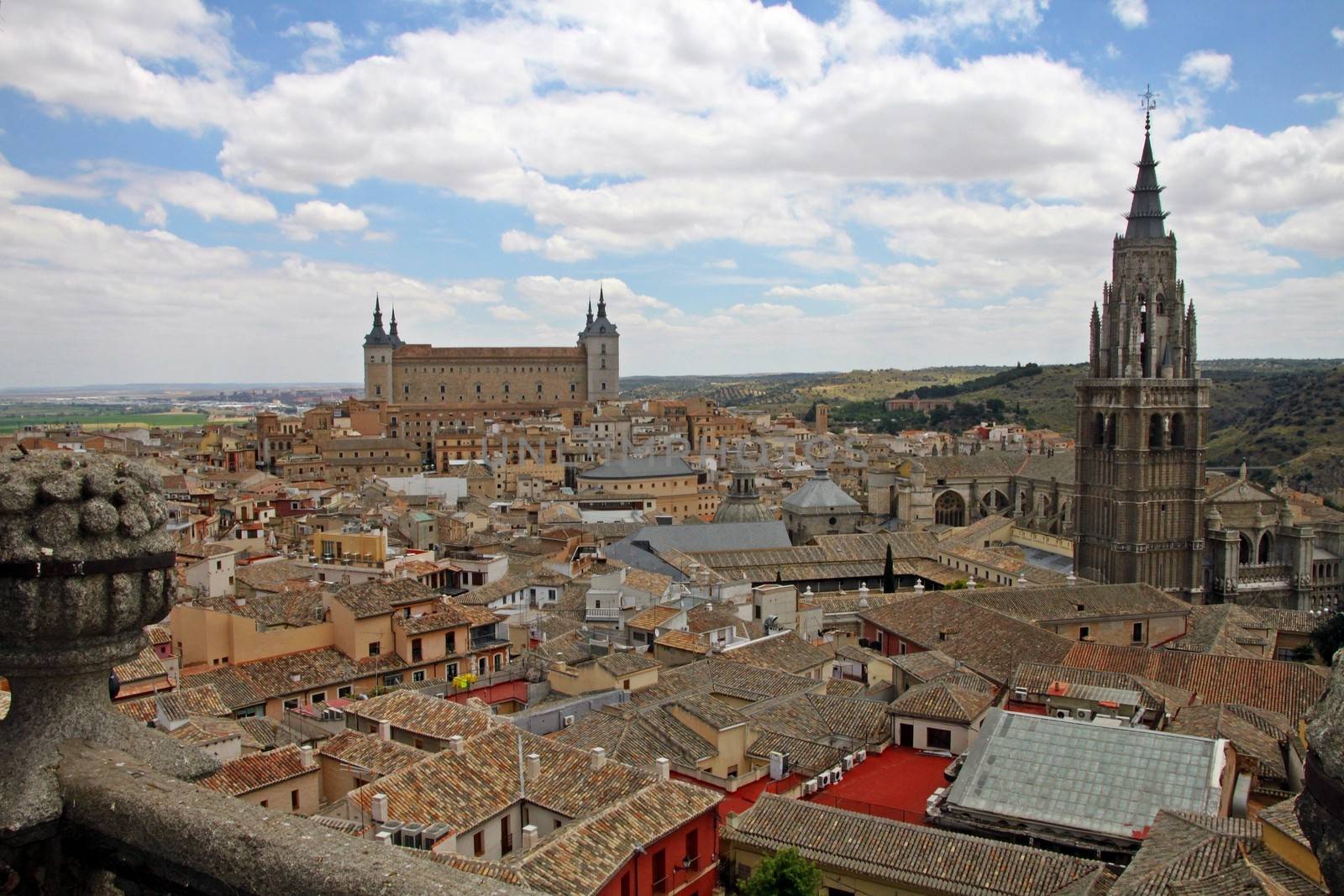 Sunny aerial panorama of the town of Salamanca, Spain in summer